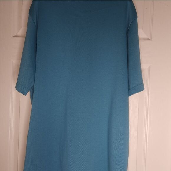 Lands'End L TraditionalFit 100%Cotton MadeinPeru Shrtslvs AquaBlueMen'sPoloShirt - Picture 8 of 8